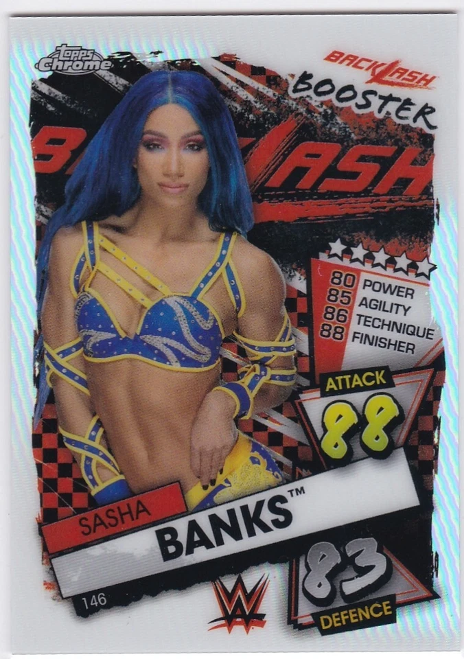 2021 Topps Chrome WWE Slam Attax  #146  Refractor Sasha Banks - Image 1 of 1