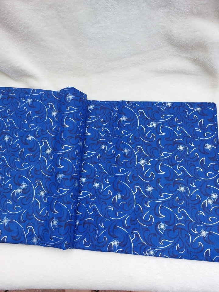 Stoff meterware, Weihnachtsmotiv, blau mit silber - Bild 1 von 1