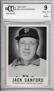 JACK SANFORD, 1960 FOGLIA #54, BECKETT GRADO 9, (BCCG), DEAD CENTERED, SHARP - Foto 1 di 2