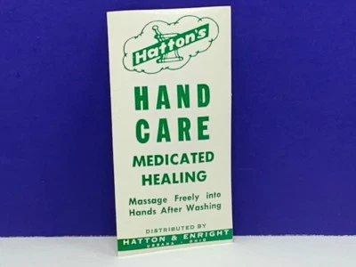 Farmacia farmacia etiqueta efímera publicidad Hattons cuidado de manos Urbana Ohio OH Foto 1 de 2