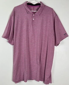 Nike Golf Dri-Fit Polo Shirt Men’s XXL Pink White Striped Tiger Woods - Picture 1 of 7