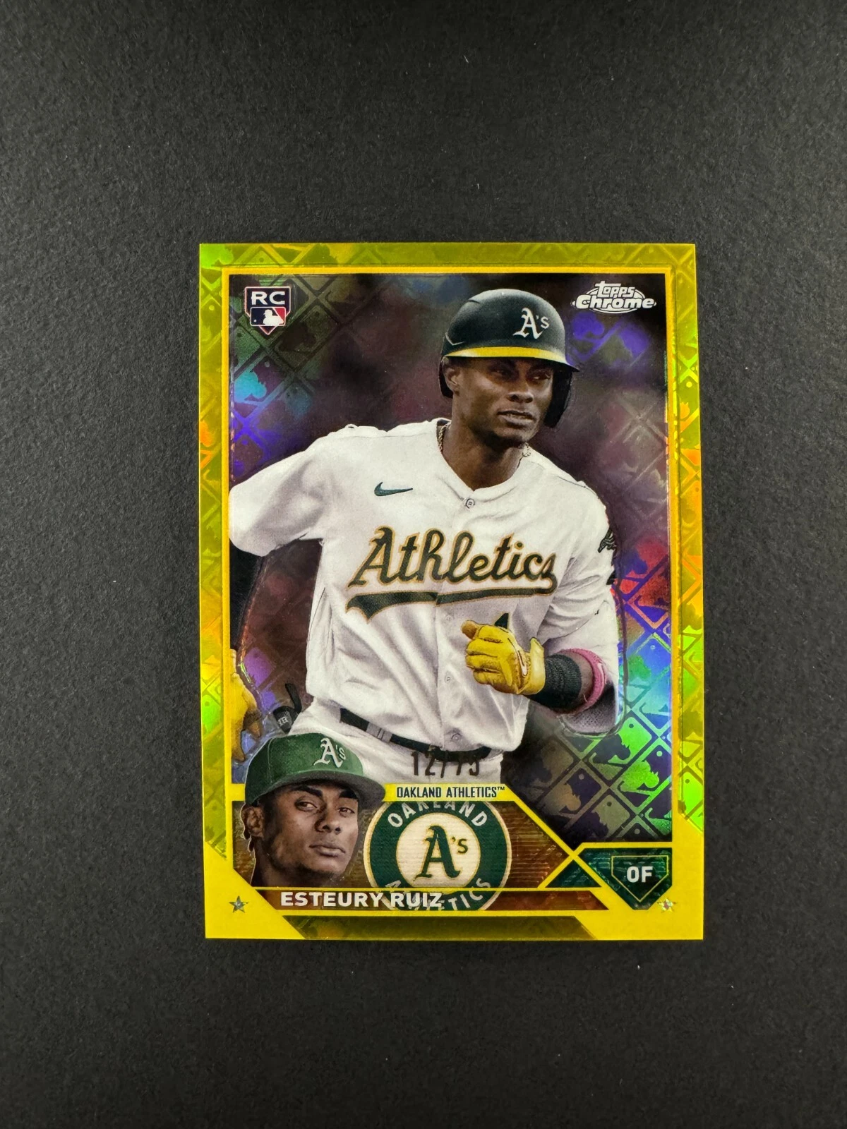Esteury Ruiz 2023 Topps Chrome Logofractor Yellow /75 Rookie RC #99
