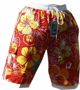 BADE SHORT SHORTS BERMUDA BADEHOSE HAWAII ROT BOXER BADESLIP in M L XL XXL - Picture 1 of 10