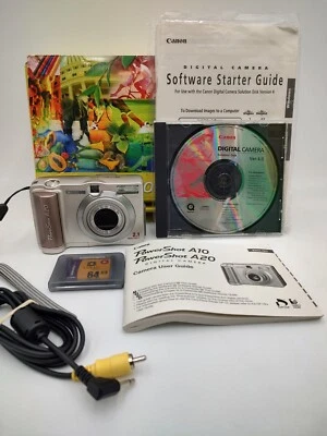 Canon PowerShot A20 Compact Digital Camera w/ 64MB Card Software RCA cord Tested - Image 1 of 4