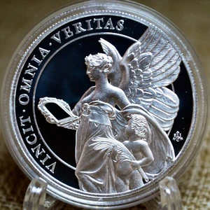 Moneda de plata 999 2021 St Helena Queen's Virtues Truth 1 oz 1 libra - Imagen 1 de 7