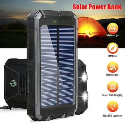 2025 Super 10000000mAh USB Portable Charger Solar Power Bank for Cell Phone US - Image 1 of 4