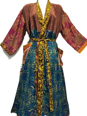 Nuevo con etiquetas CÁRDIGAN PLUMERO TOP SEDA CINTURÓN PARCHE BOHO FUNKY STUFF 2X Envío gratuito Foto 1 de 4