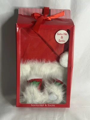 Conjunto de meias chapéu Papai Noel recém-nascido Nursery Rhymes 0-6 meses 0-16 libras árvore de Natal - Imagem 1 de 4