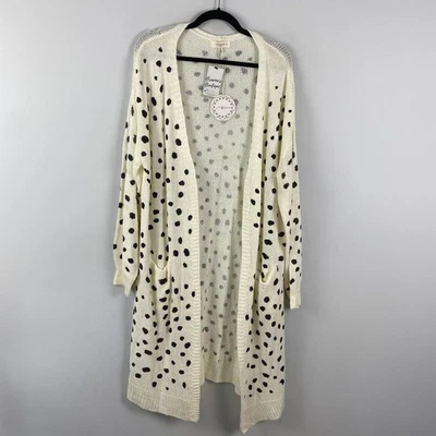 Cárdigan Suéter Umgee Dalmation Estampado Animal Manga Larga XL Negro Crema Foto 1 de 4