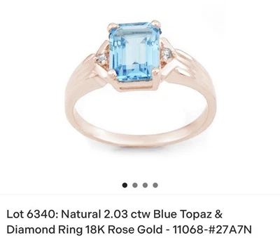 Anillo Topacio Azul Oro Rosa 18kt con Valoración Lee Descripción para Talla Foto 1 de 3