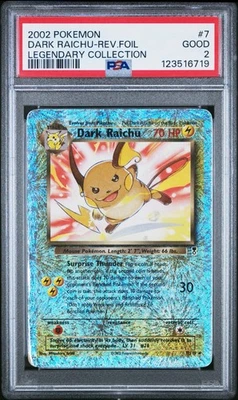 2002 Pokemon Legendary Collection Reverse Foil Dark Raichu #7 PSA 2 POP 13 - Image 1 of 2