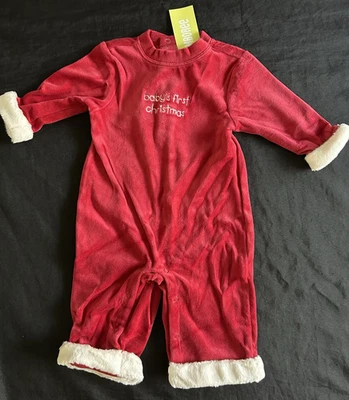 NUEVO 2008 Baby Boy Girl Gymboree 3 6 meses Baby’s First Christmas Velour Santa Suit Foto 1 de 4