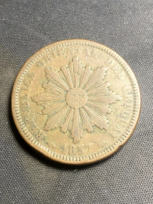 Uruguay 1857 40 Centesimos ENORME Antigua Moneda de Cobre Extraña Denominación Más Barata Aquí Foto 1 de 2