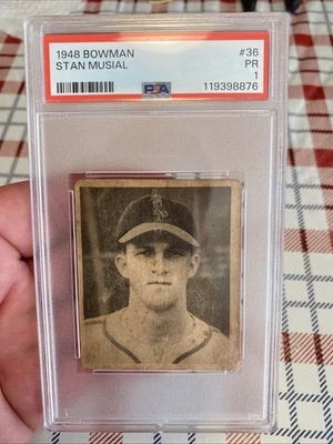 1948 BOWMAN STAN MUSIAL #36 ROOKIE PSA PR 1 HOF Cardinals RC Fresh Grade🔥🔥 - Image 1 of 2
