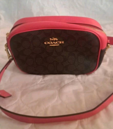 Borsa a tracolla Coach Jamie Signature rivestita in tela e pelle rosa anguria