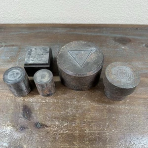 Set Of 5 Masonic Die Mold Stamps Square & Round Shaped No Makers Mark - Picture 1 of 23