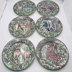 New SET SIX Gien France La Jungle Animal Salad Plates 9.5 diam; 7” - Picture 1 of 8