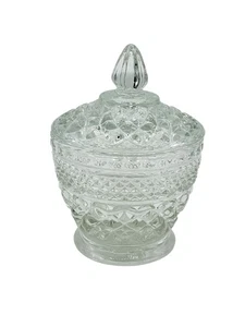 Vintage Anchor Hocking Wexford Clear Glass Sugar Bowl Or Candy Dish W/Lid EUC - Picture 1 of 4
