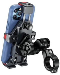 Aluminum Alloy Motorcycle Phone Mount with Vibration Dampener & High-Speed Se... - Picture 1 of 9