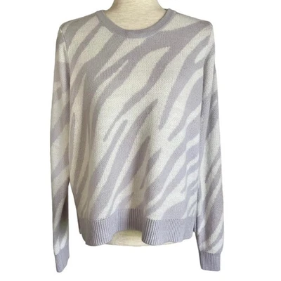Suéter Pullover TIME AND TRU Púrpura y Blanco Estampado Cebra Talla Grande Informal Foto 1 de 4