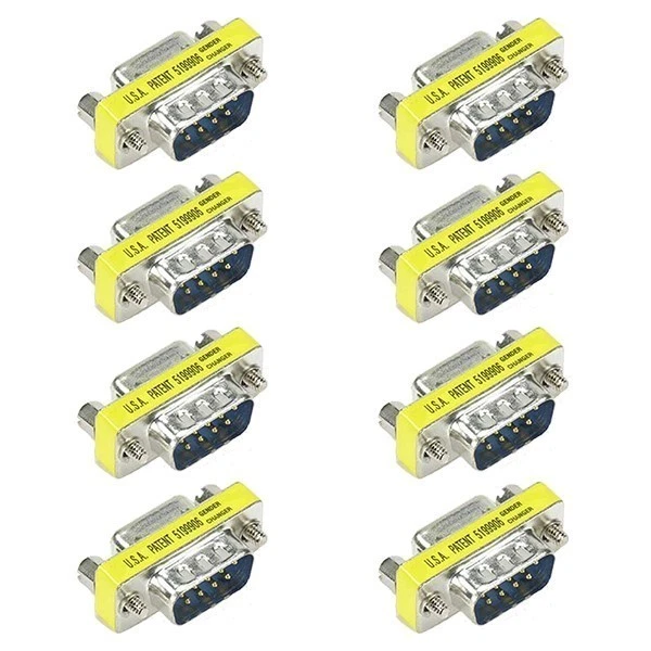 8x DB9 D-SUB 9Pin Male to Female RS-232 Serial Mini Port Saver Adapter Converter - Image 1 of 1