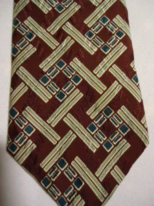 Cravatta Ralph Lauren Chaps in seta marrone bianca geometrica 59"  - Foto 1 di 2