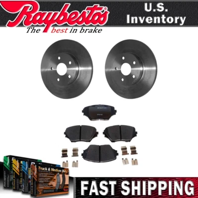 Rotores de freno delanteros y pastillas de freno de cerámica con herrajes para Toyota RAV4 2001-2003 Foto 1 de 4