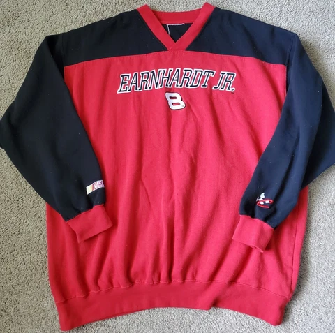 Nascar Dale Earnhardt Jr V Neck Vintage Sweatshirt Size XL Red / Black Cover