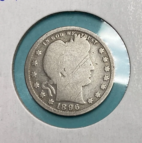 1896 P Barber Quarter ~ Old United States Silver Coin Cover
