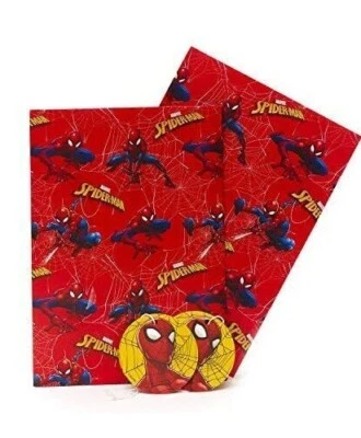 Marvel SPIDERMAN 2 x Gift Wrapping Sheets + 2 x Tags *FREE UK POST* Spider-man - Image 1 of 2