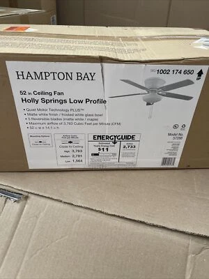 Hampton Bay Holly Springs Low Profile 52" Ceiling Fan Matte White - Image 1 of 4