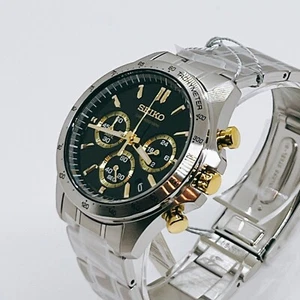SEIKO SPIRIT Chronograph SBTR015 Black Silver Waterproof Men's Watch 43mm 128g - Picture 1 of 24