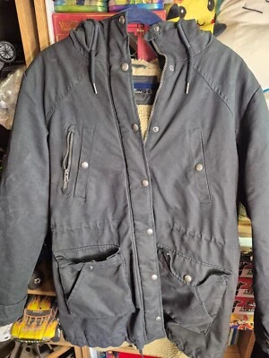 Volcom Women's Walk On By Large Black Hooded Parka Sherpa Lined Jacket - Image 1 of 4