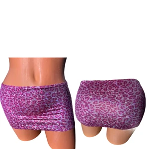 Micro mini skirt exotic dancewear  bikini coverup metallic light  pink cheetah - Picture 1 of 4