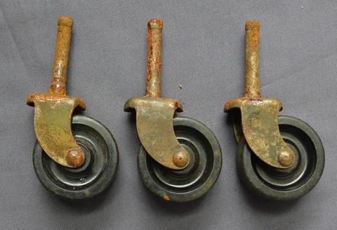 3 ANTIQUE DRESSER CABINET FURNITURE HARD PLASTIC CASTERS STEM BALL BEARINGS (G4) Cover