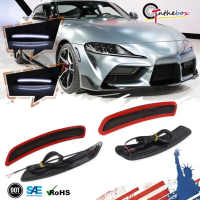 Smoke Lens LED Side Marker Lights Front Rear White Set For Toyota GR Supra 20-24 - Image 1 of 4