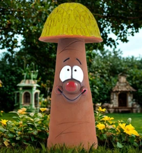 Ceramic Garden Decor Mushroom Outdoor statue H 33cm Midene Handmade - Picture 1 of 5