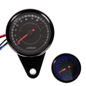 LED Backlight Motorcycle Tachometer Speedometer Tacho Gauge Universal Black GF - Picture 1 of 7
