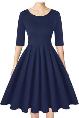 Mint Limit Women's Size Small Navy Blue 3/4 Sleeve Midi Sheath Dress NWT - Image 1 of 4