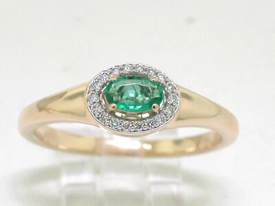 Smaragd Ring 585 Gelbgold 14Kt Gold natürlicher feiner Smaragd  18 Brillanten - Bild 1 von 4