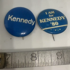 Two 80’s Ted KENNEDY campaign pin pinback button political - Picture 1 of 3