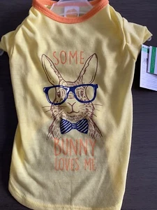"Camiseta SIMPLY DOG EASTER ""SOME BUNNY LOVES ME"" Amarillo/Naranja Cachorro/Perro MED NUEVA CON ETIQUETAS - Imagen 1 de 2