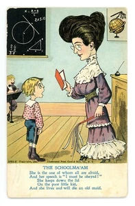 THE SCHOOLMA'AM Color Postcard Comic Card - Imagen 1 de 2