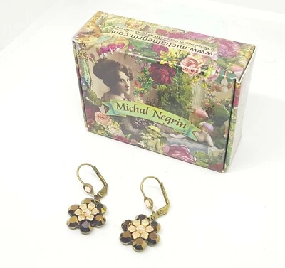 PENDIENTES Michal Negrin Románticos Cristales Flores Hechos en Israel 19211 Foto 1 de 4