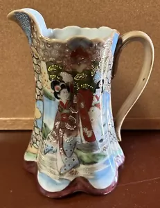 Antique Japanese Moriage Pitcher Made By Shimamura Geisha - Picture 1 of 6