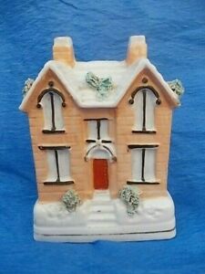 Antique 1850s Staffordshire Pearlware Flat Back Cottage Money Box or Bank AS132>