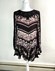 Free People Smooth Talker Tunic Dress Black And Pink Long Sleeve Open Back Sz S