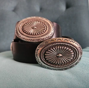 Lauren Ralph Lauren Southwestern Concho Black Leather Belt Size XL 36-40 RARE - Picture 1 of 23