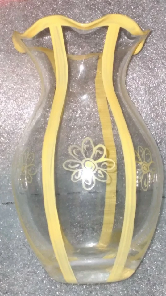 FTD «ПОДАРОК ОТ FTD» ВАЗА ПРОЗРАЧНЫЙ ЖЕЛТЫЙ ПОЛОСКИ ЖЕЛТЫЕ ЦВЕТЫ ЗУБЧАТЫЙ G4 - Изображение 1 из 4