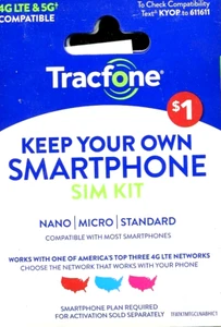 New Tracfone Prepaid Sim Card 3 in 1 Kit ATT AT &T VERIZON TRACK PHONE #516 - Picture 1 of 2